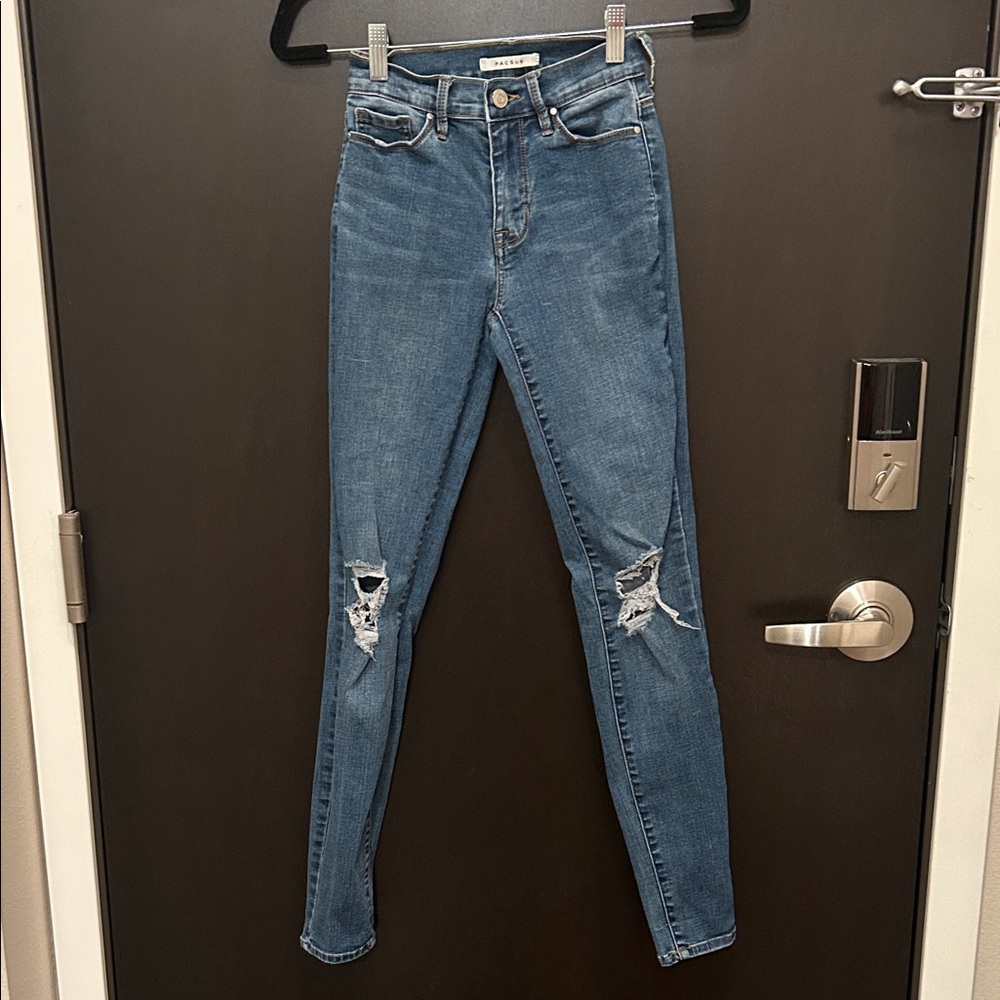PacSun Women's Ripped Skinny Jeans - Blue